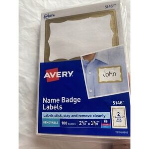 Avery Dennison Ave-5146 Name Badge Label - 2.34" W X 3.37" L 100 Badges     3732